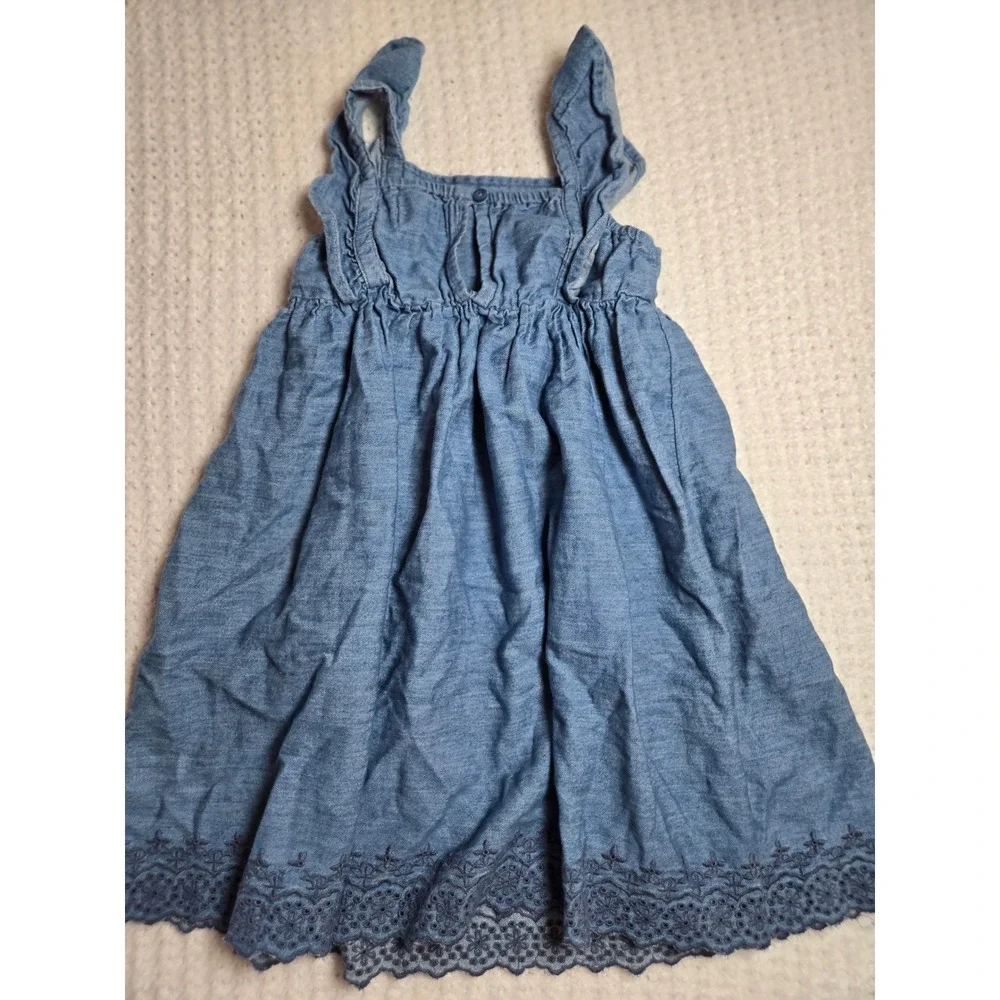 Old Navy Girls 5T Blue Chambray Embroidered Eyelet Lace Boho Sun Dress